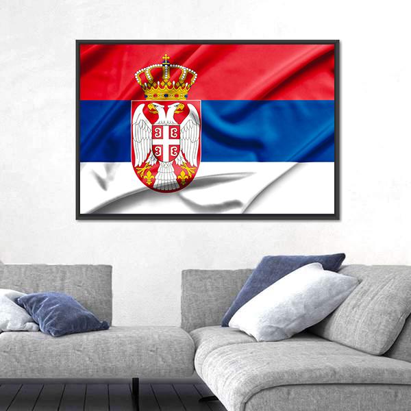 Serbia Flag Canvas Wall Art-5 Horizontal-Gallery Wrap-22" x 12"-Tiaracle