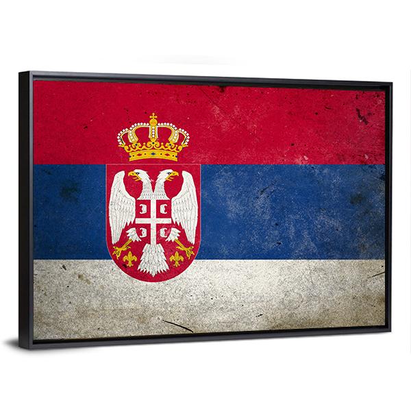 Serbia Flag On Grunge Texture Canvas Wall Art-3 Horizontal-Gallery Wrap-25" x 16"-Tiaracle