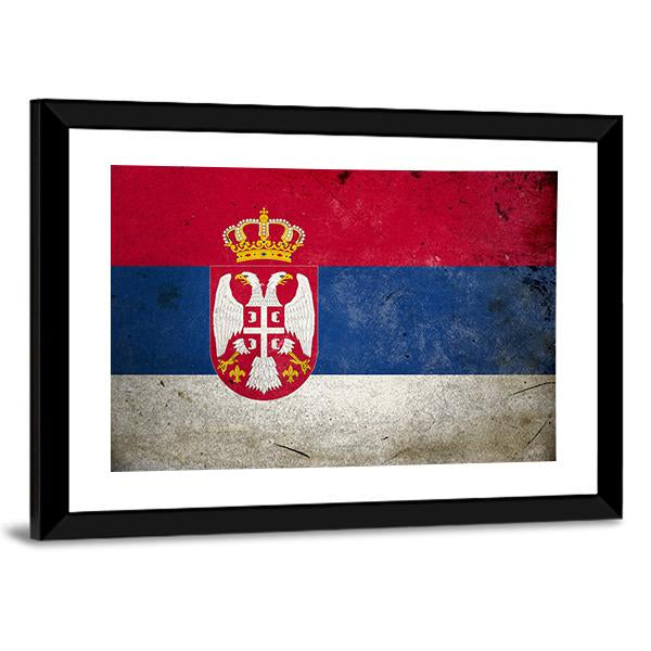 Serbia Flag On Grunge Texture Canvas Wall Art-3 Horizontal-Gallery Wrap-25" x 16"-Tiaracle
