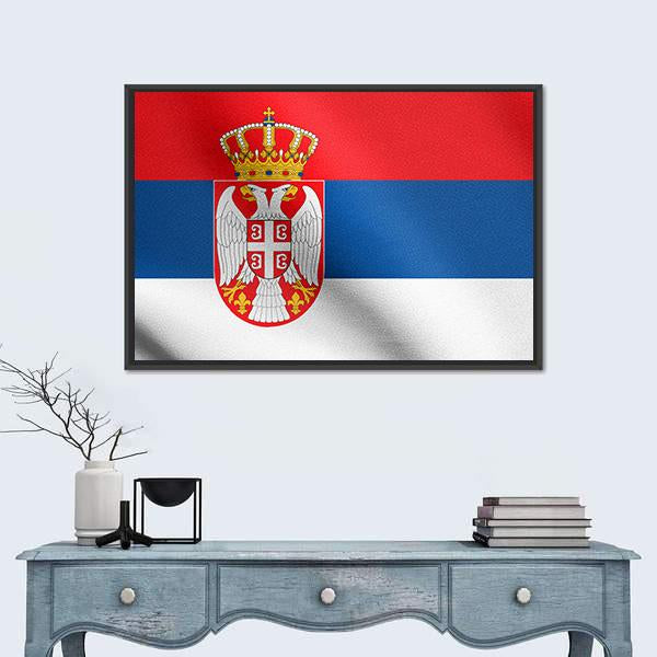 Serbian National Official Flag Canvas Wall Art-1 Piece-Floating Frame-36" x 24"-Tiaracle
