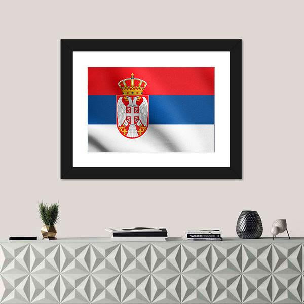 Serbian National Official Flag Canvas Wall Art-1 Piece-Framed Print-42" x 14"-Tiaracle
