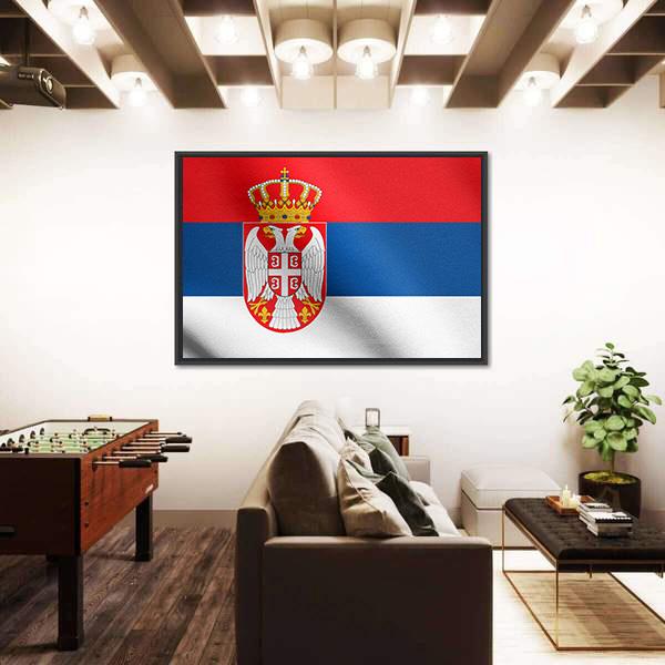 Serbian National Official Flag Canvas Wall Art-5 Horizontal-Gallery Wrap-22" x 12"-Tiaracle