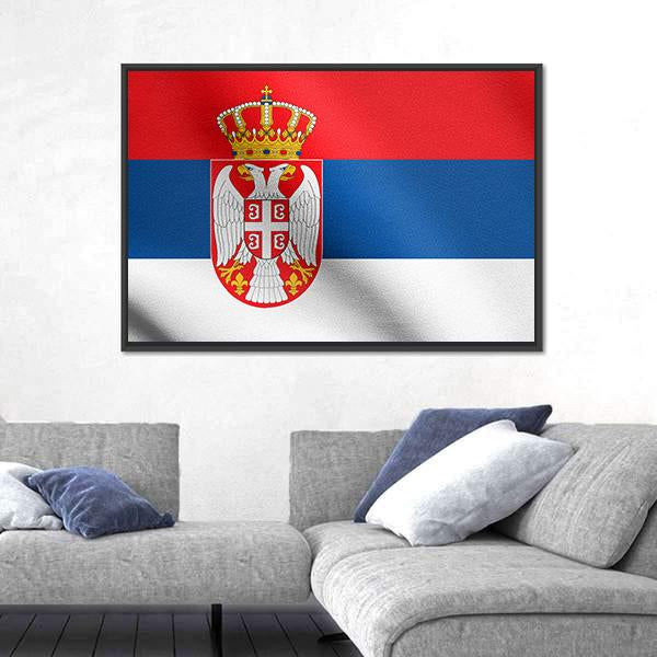 Serbian National Official Flag Canvas Wall Art-5 Horizontal-Gallery Wrap-22" x 12"-Tiaracle