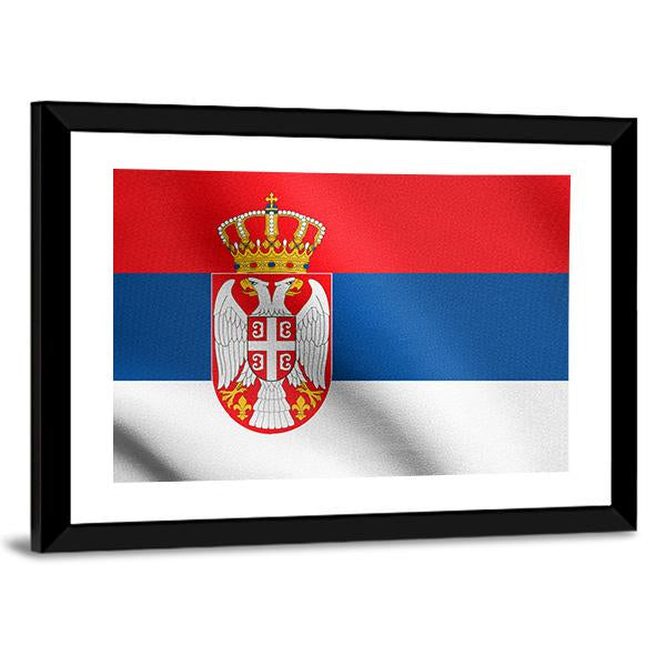 Serbian National Official Flag Canvas Wall Art-5 Horizontal-Gallery Wrap-22" x 12"-Tiaracle