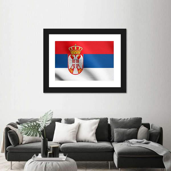 Serbian National Official Flag Canvas Wall Art-5 Horizontal-Gallery Wrap-22" x 12"-Tiaracle