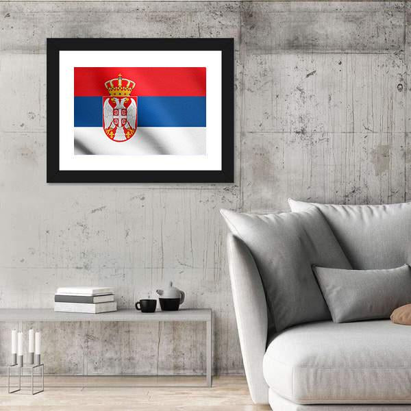 Serbian National Official Flag Canvas Wall Art-5 Horizontal-Gallery Wrap-22" x 12"-Tiaracle