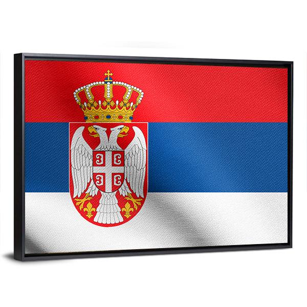 Serbian National Official Flag Canvas Wall Art-5 Horizontal-Gallery Wrap-22" x 12"-Tiaracle