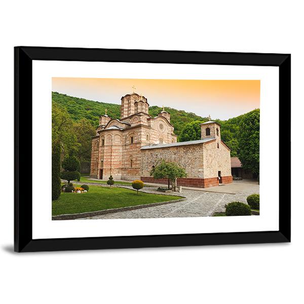 Serbian Orthodox Monastery Ravanica Canvas Wall Art-5 Horizontal-Gallery Wrap-22" x 12"-Tiaracle