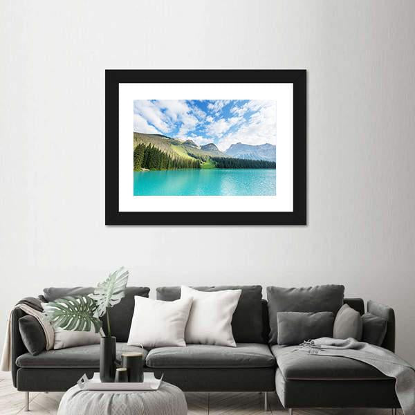 Serenity Emerald Lake In Canada Canvas Wall Art-1 Piece-Framed Print-20" x 16"-Tiaracle
