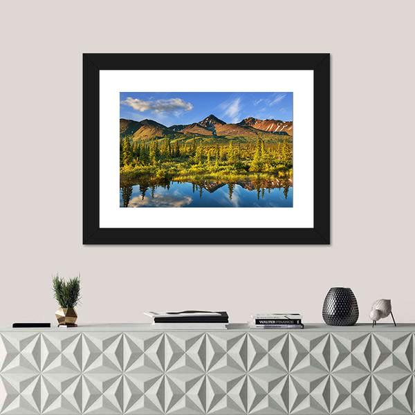 Serenity Lake In Tundra On Alaska Canvas Wall Art-1 Piece-Framed Print-20" x 16"-Tiaracle