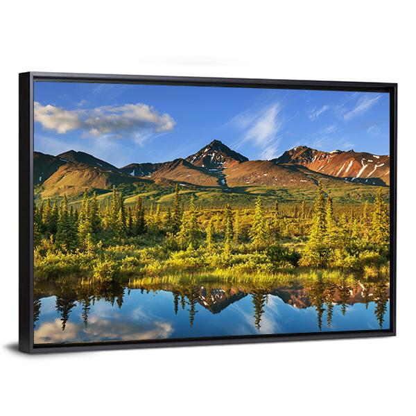 Serenity Lake In Tundra On Alaska Canvas Wall Art-3 Horizontal-Gallery Wrap-25" x 16"-Tiaracle