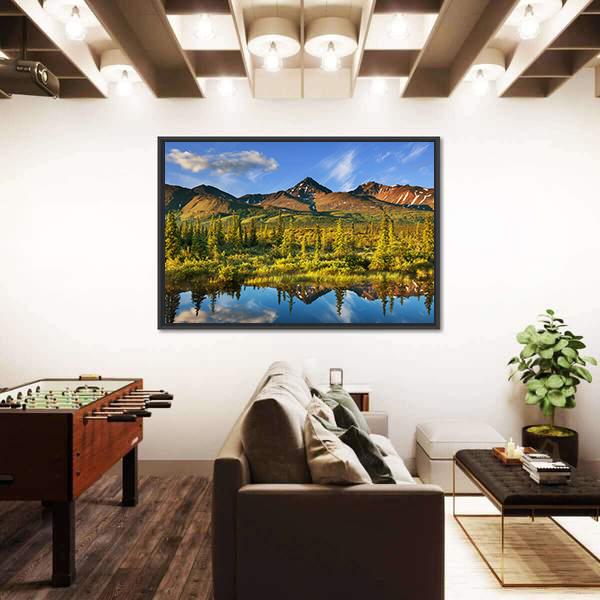Serenity Lake In Tundra On Alaska Canvas Wall Art-3 Horizontal-Gallery Wrap-25" x 16"-Tiaracle