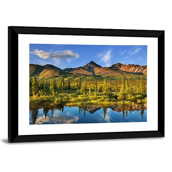 Serenity Lake In Tundra On Alaska Canvas Wall Art-3 Horizontal-Gallery Wrap-25" x 16"-Tiaracle