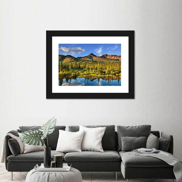 Serenity Lake In Tundra On Alaska Canvas Wall Art-3 Horizontal-Gallery Wrap-25" x 16"-Tiaracle