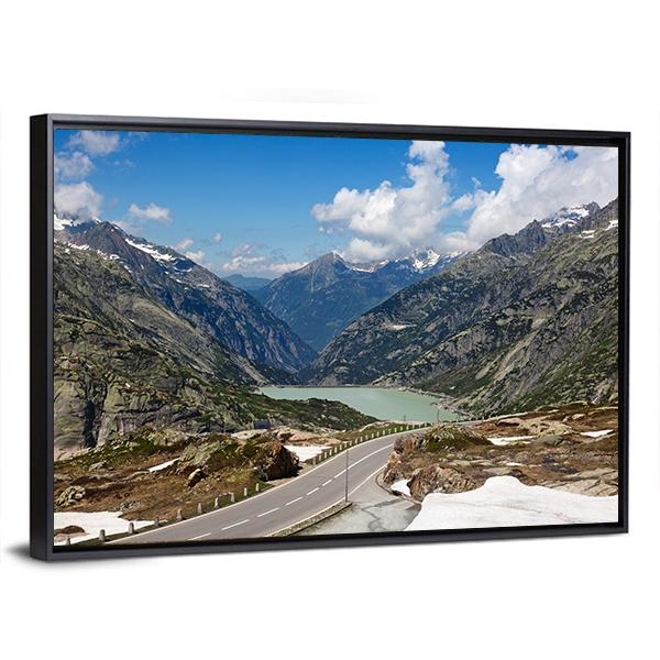Serpentine Road In Swiss Alps Canvas Wall Art-3 Horizontal-Gallery Wrap-25" x 16"-Tiaracle