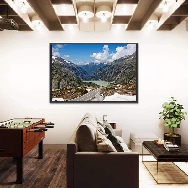 Serpentine Road In Swiss Alps Canvas Wall Art-3 Horizontal-Gallery Wrap-25" x 16"-Tiaracle