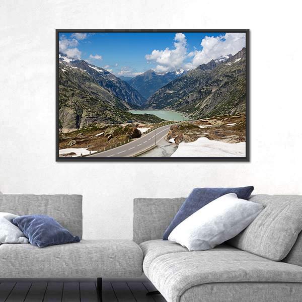 Serpentine Road In Swiss Alps Canvas Wall Art-3 Horizontal-Gallery Wrap-25" x 16"-Tiaracle