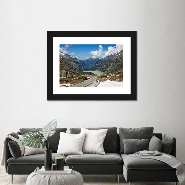 Serpentine Road In Swiss Alps Canvas Wall Art-3 Horizontal-Gallery Wrap-25" x 16"-Tiaracle