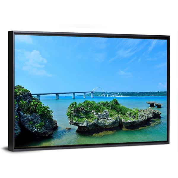 Sesoko Bridge In Okinawa Island Japan Canvas Wall Art-3 Horizontal-Gallery Wrap-25" x 16"-Tiaracle