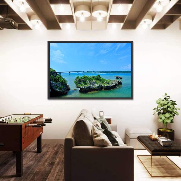Sesoko Bridge In Okinawa Island Japan Canvas Wall Art-3 Horizontal-Gallery Wrap-25" x 16"-Tiaracle