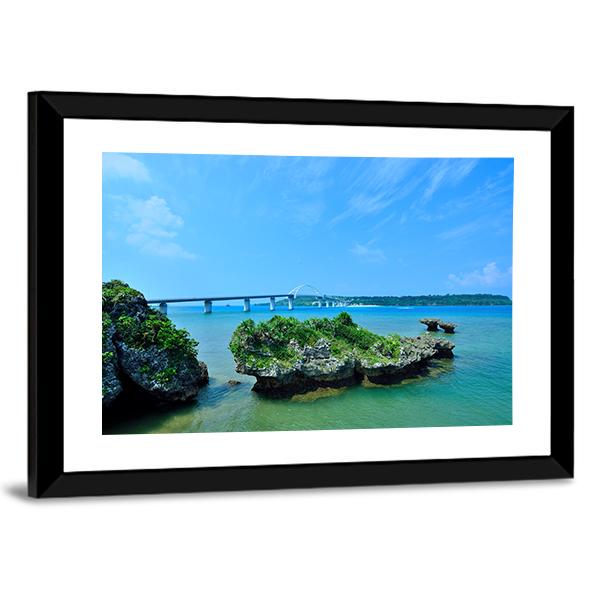 Sesoko Bridge In Okinawa Island Japan Canvas Wall Art-3 Horizontal-Gallery Wrap-25" x 16"-Tiaracle