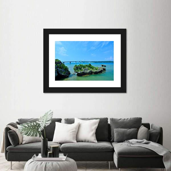 Sesoko Bridge In Okinawa Island Japan Canvas Wall Art-3 Horizontal-Gallery Wrap-25" x 16"-Tiaracle