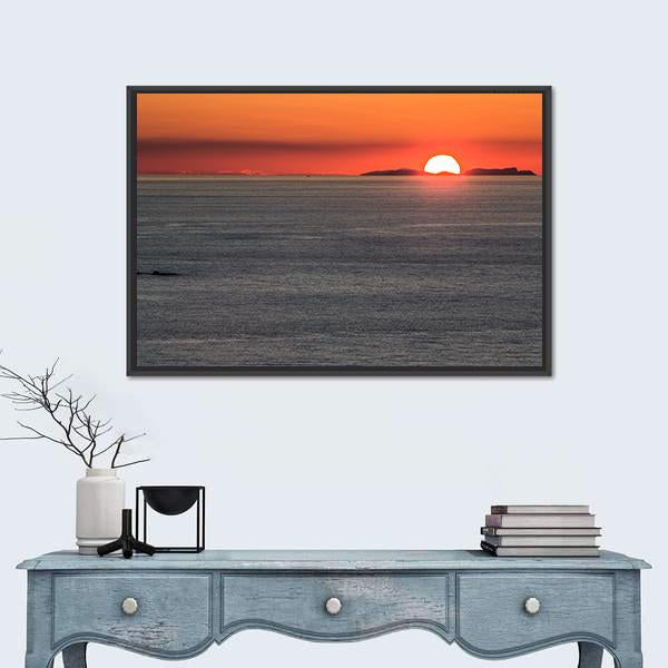 Setting Sun Over Summer Isles Canvas Wall Art-1 Piece-Floating Frame-24" x 16"-Tiaracle