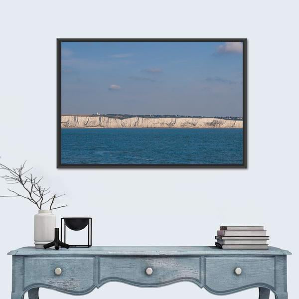 Seven Sisters Chalk Cliffs On England Canvas Wall Art-1 Piece-Floating Frame-24" x 16"-Tiaracle