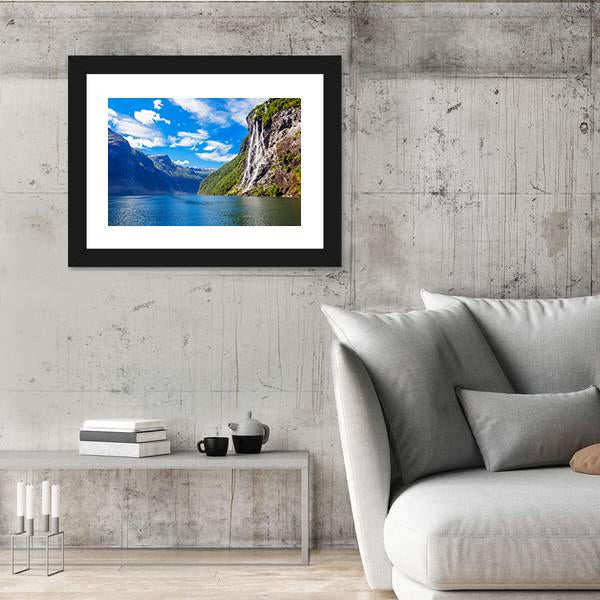 Seven Sisters Waterfall In Norway Canvas Wall Art-5 Horizontal-Gallery Wrap-22" x 12"-Tiaracle