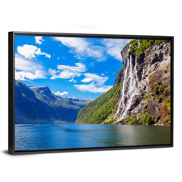 Seven Sisters Waterfall In Norway Canvas Wall Art-5 Horizontal-Gallery Wrap-22" x 12"-Tiaracle