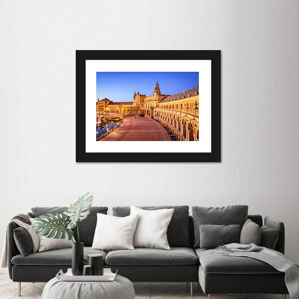 Seville In Spain At Spanish Square Canvas Wall Art-1 Piece-Framed Print-20" x 16"-Tiaracle