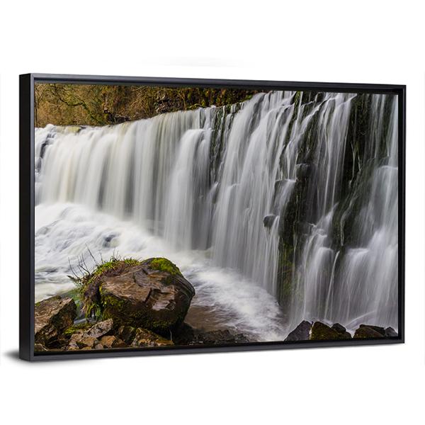 Sgwd Isaf Clun-Gwyn Falls Canvas Wall Art-3 Horizontal-Gallery Wrap-25" x 16"-Tiaracle