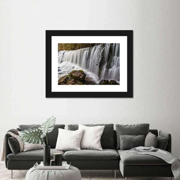 Sgwd Isaf Clun-Gwyn Falls Canvas Wall Art-3 Horizontal-Gallery Wrap-25" x 16"-Tiaracle
