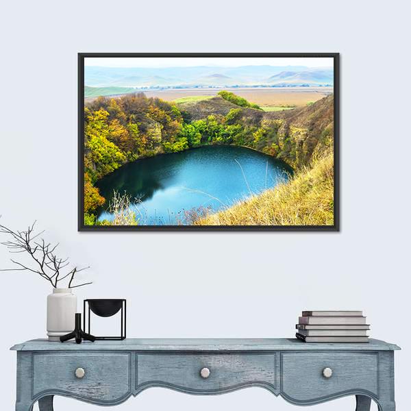 Shadkhurey Lake Russia Canvas Wall Art-1 Piece-Floating Frame-24" x 16"-Tiaracle