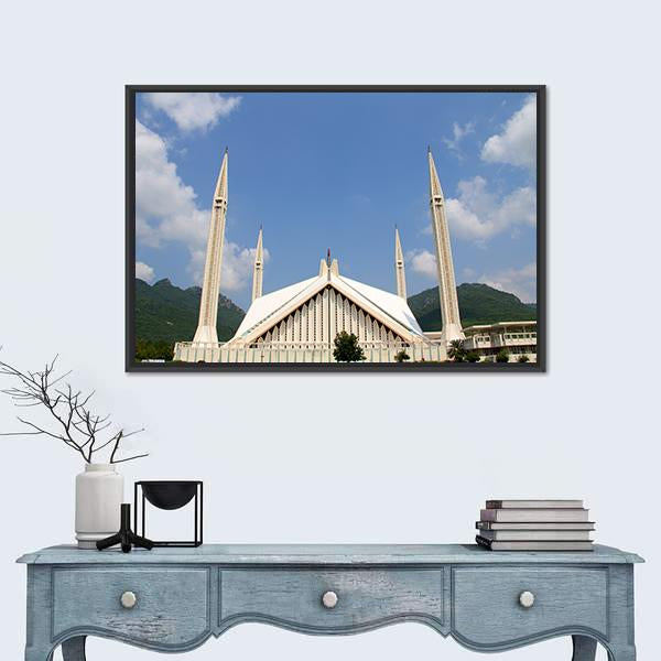 Shah Faisal Mosque In Cloudy Sky Islamabad Pakistan Canvas Wall Art-5 Horizontal-Gallery Wrap-22" x 12"-Tiaracle