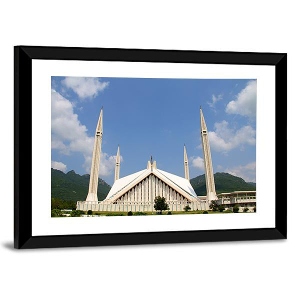Shah Faisal Mosque In Cloudy Sky Islamabad Pakistan Canvas Wall Art-5 Horizontal-Gallery Wrap-22" x 12"-Tiaracle