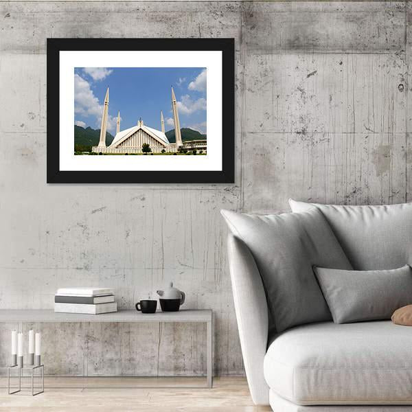 Shah Faisal Mosque In Cloudy Sky Islamabad Pakistan Canvas Wall Art-5 Horizontal-Gallery Wrap-22" x 12"-Tiaracle