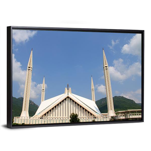 Shah Faisal Mosque In Cloudy Sky Islamabad Pakistan Canvas Wall Art-5 Horizontal-Gallery Wrap-22" x 12"-Tiaracle