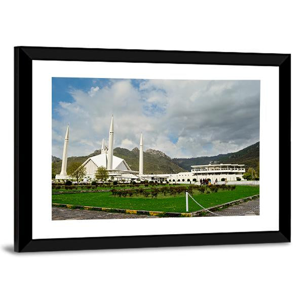 Shah Faisal Mosque In Islamabad Canvas Wall Art-5 Horizontal-Gallery Wrap-22" x 12"-Tiaracle