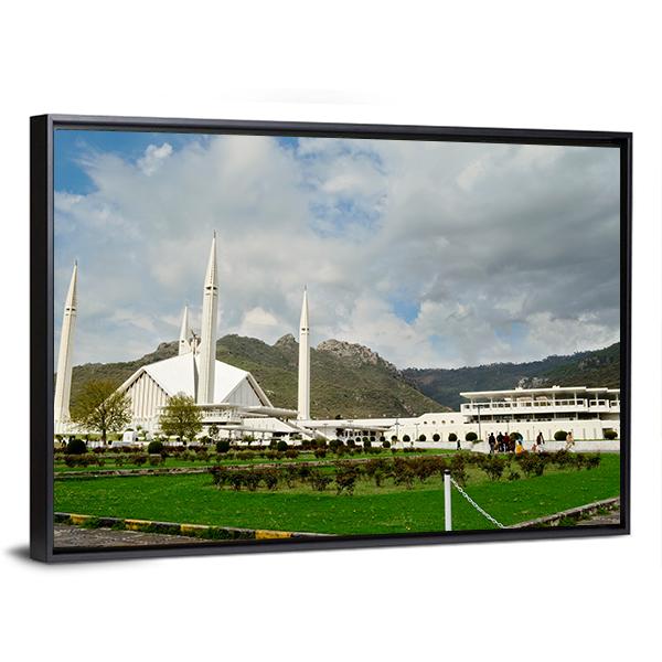 Shah Faisal Mosque In Islamabad Canvas Wall Art-5 Horizontal-Gallery Wrap-22" x 12"-Tiaracle