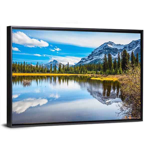 Shallow Marshy Lake In Rocky Mountains Canvas Wall Art-3 Horizontal-Gallery Wrap-25" x 16"-Tiaracle