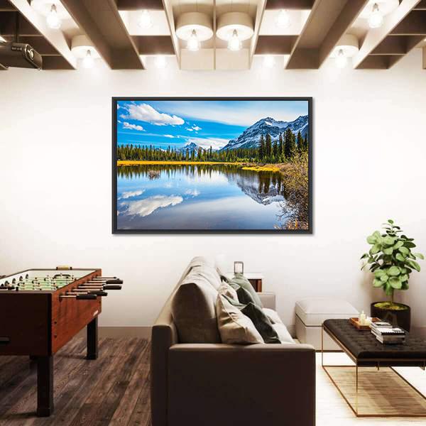 Shallow Marshy Lake In Rocky Mountains Canvas Wall Art-3 Horizontal-Gallery Wrap-25" x 16"-Tiaracle