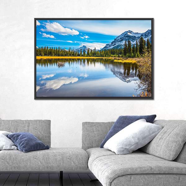Shallow Marshy Lake In Rocky Mountains Canvas Wall Art-3 Horizontal-Gallery Wrap-25" x 16"-Tiaracle