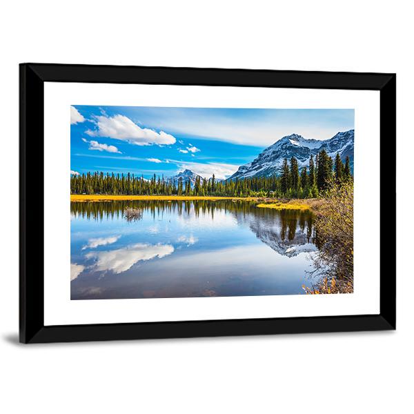 Shallow Marshy Lake In Rocky Mountains Canvas Wall Art-3 Horizontal-Gallery Wrap-25" x 16"-Tiaracle