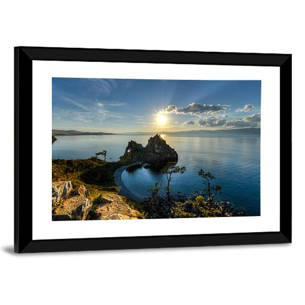 Shaman Rock On Island Of Olkhon And Lake Baikal Canvas Wall Art-5 Horizontal-Gallery Wrap-22" x 12"-Tiaracle