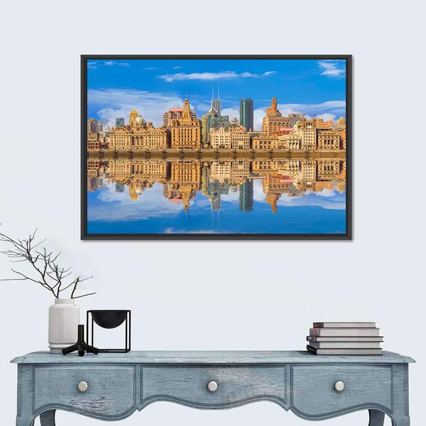 Shanghai Bund Canvas Wall Art-1 Piece-Floating Frame-24&quot; x 16&quot;-Tiaracle