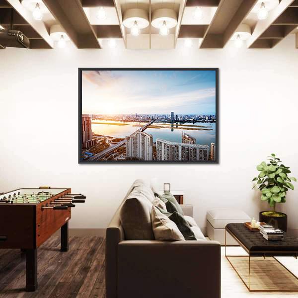 Shanghai Interchange Overpass Canvas Wall Art-1 Piece-Floating Frame-36&quot; x 24&quot;-Tiaracle