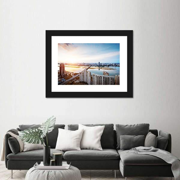 Shanghai Interchange Overpass Canvas Wall Art-1 Piece-Framed Print-42&quot; x 14&quot;-Tiaracle