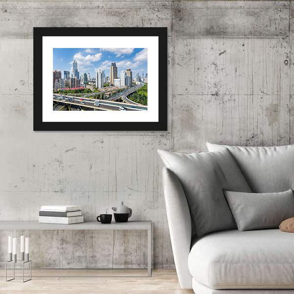 Shanghai Modern City Skyline Canvas Wall Art-3 Horizontal-Gallery Wrap-25&quot; x 16&quot;-Tiaracle