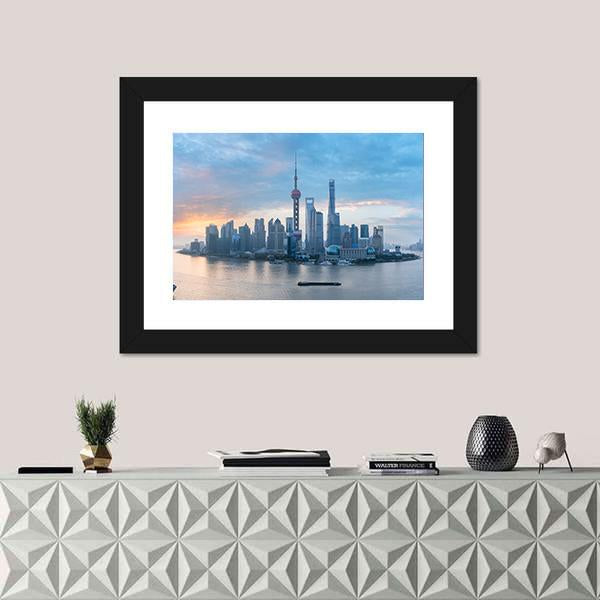 Shanghai Skyline Of Lujiazui Canvas Wall Art-1 Piece-Framed Print-20" x 16"-Tiaracle